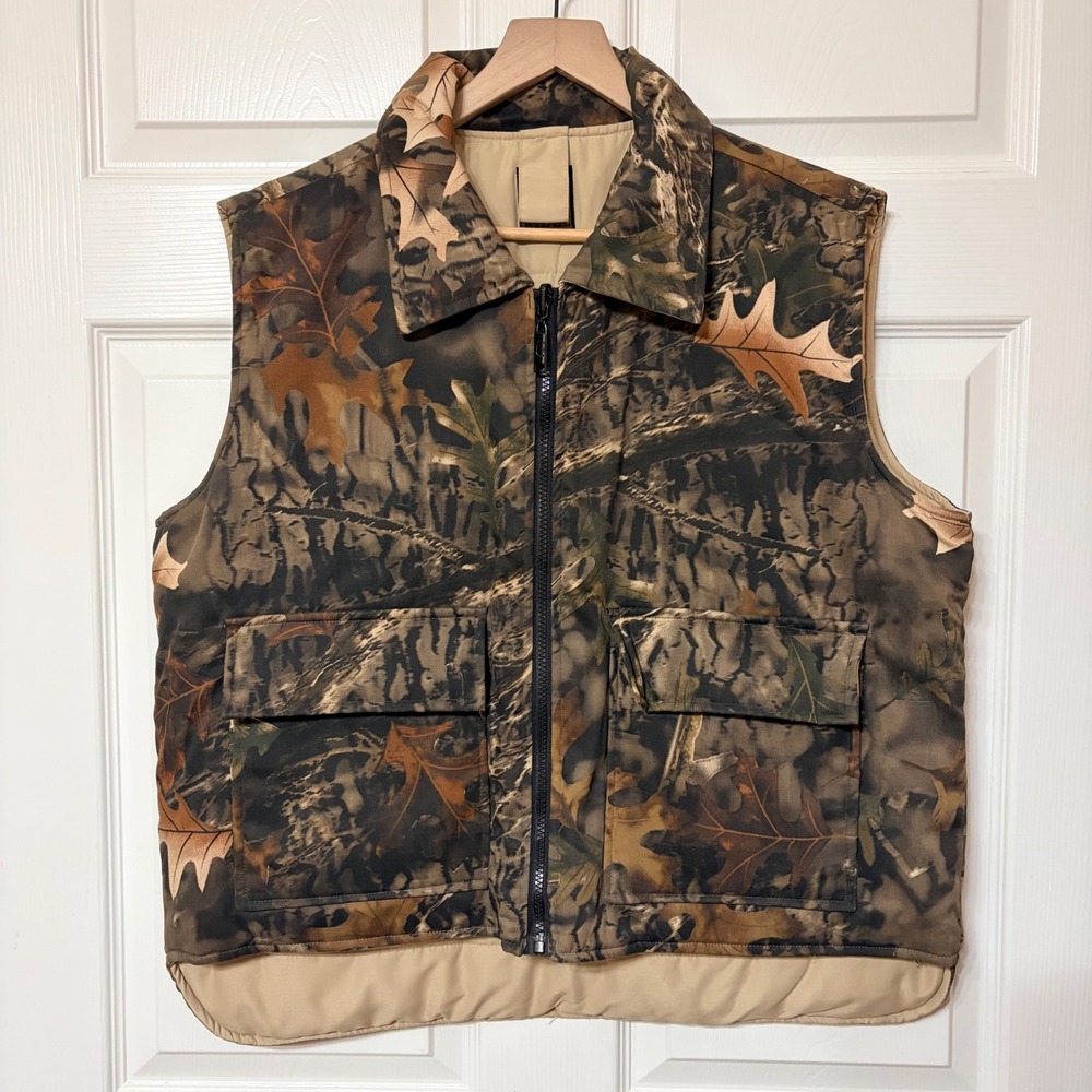 Bear Ridge Reversible Camo Puffer Vest Mens Tan Hunting Utility Outdoor Jacket L